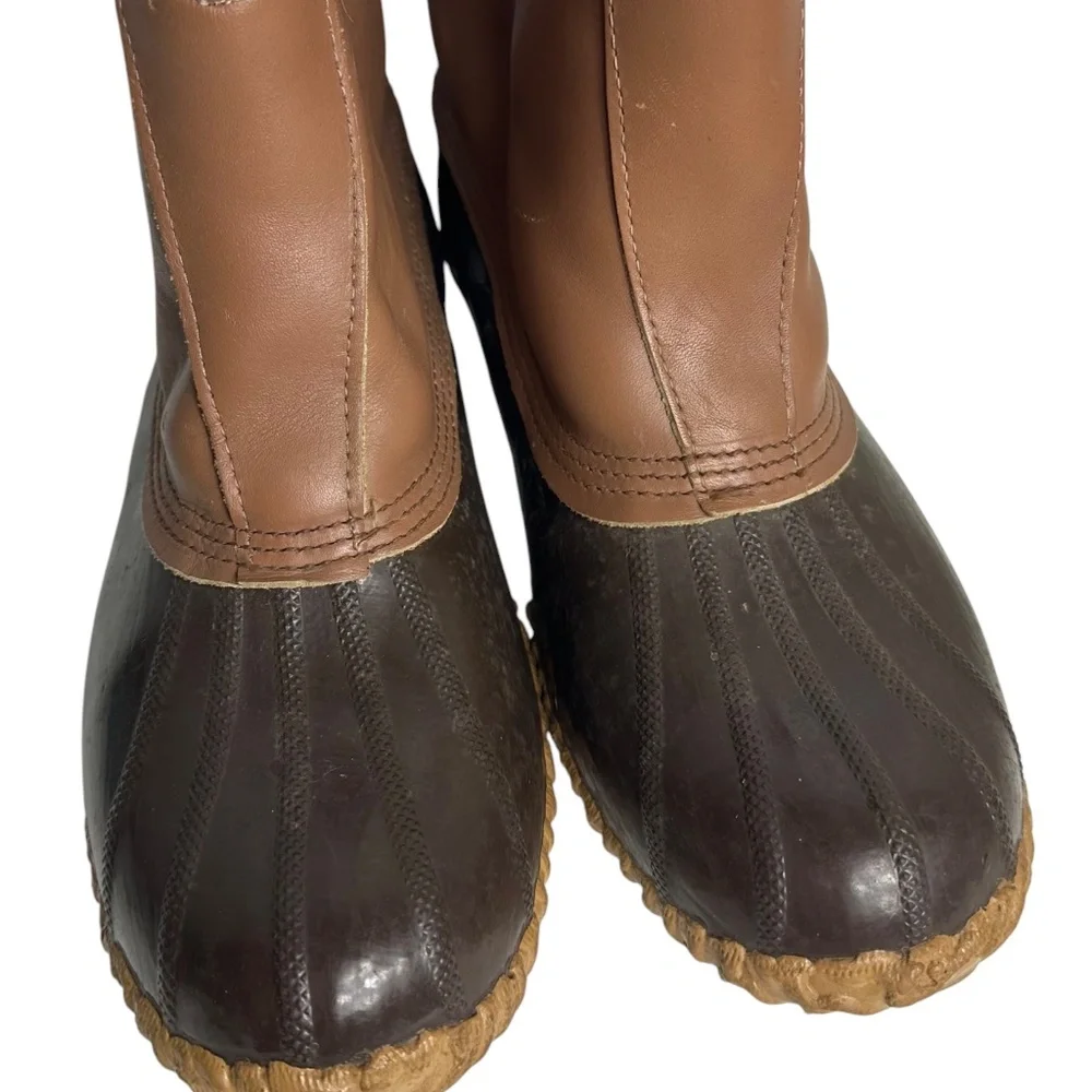 Sorel Fishawk Duck Boots Mens Sz 12 Winter Snow Leather Rubber Brown Slip On